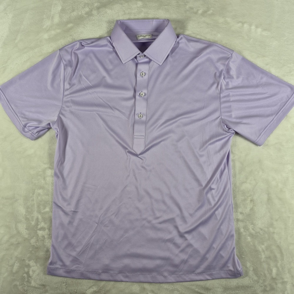 Collars & Co Polo Shirt Men's Large Purple Dress Collar Short Sleeve Performance
